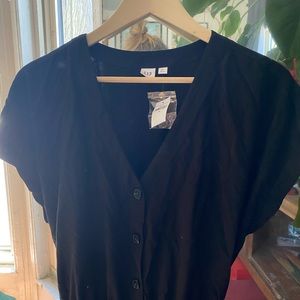 Gap Button Front Jumpsuit Black XL NWT
